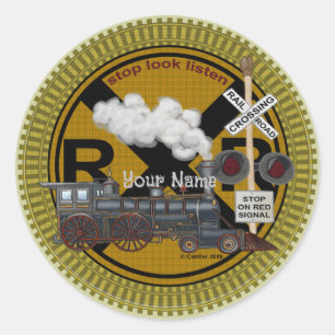 Redonda Pegatina de Ronda de Trenes Antiguo