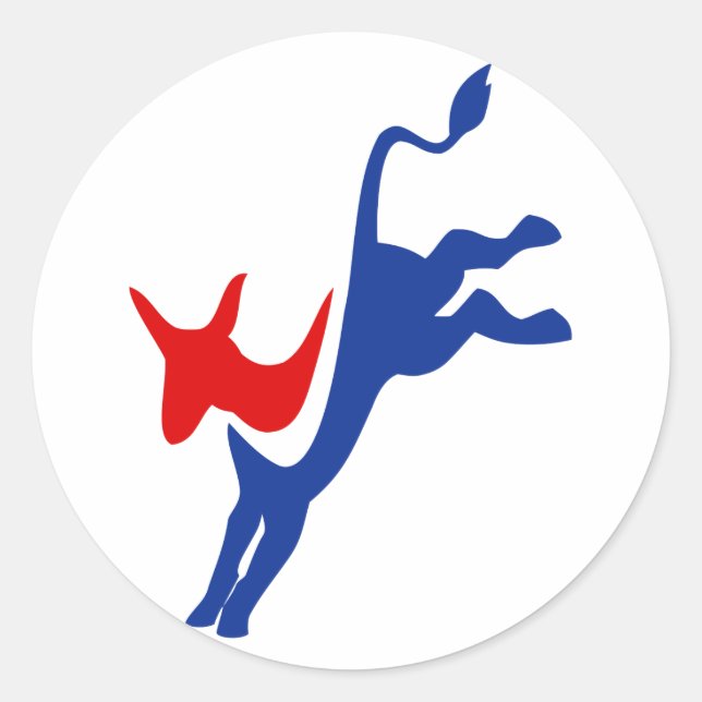 Redonda Pegatina de Ronda Demócrata de Donkey (Anverso)