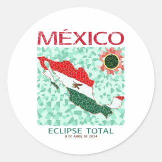 Redonda Pegatina de Ronda Eclipse Total de México