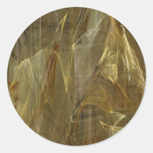 Redonda Pegatina de Ronda Fractal con Resumen de Oro