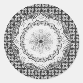 Redonda Pegatina de Ronda Holly y Snowflake