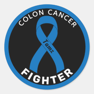 Redonda Pegatina de Ronda Negra de Cáncer de Colón