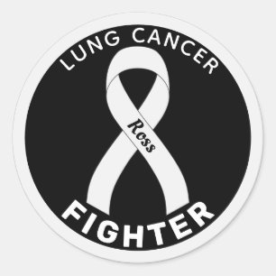 Redonda Pegatina de Ronda Negra de Cáncer de Pulmón