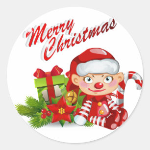 Redonda Pegatina de Ronda Santa Helper, Glossy
