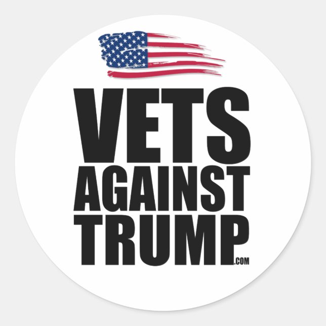 Redonda Pegatina de Ronda - Vets contra Trump (Anverso)