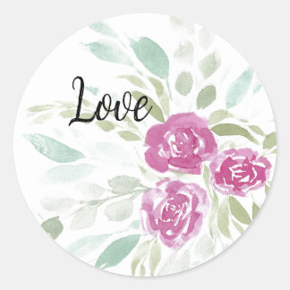 Redonda Pegatina de rosa de amor
