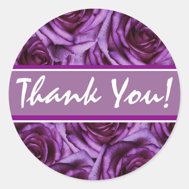 Redonda Pegatina de Rosas morados (Anverso)