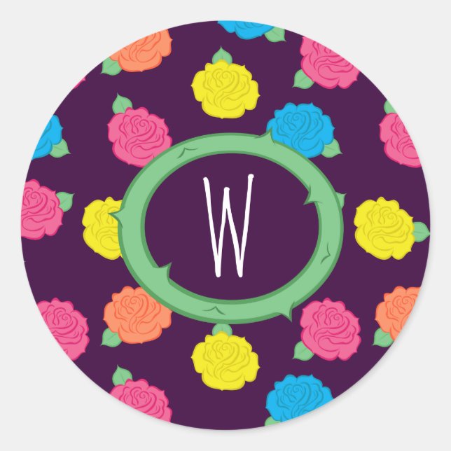 Redonda Pegatina de Rosas neones (Anverso)