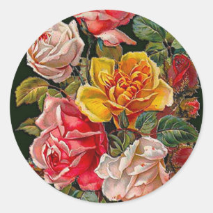 Redonda Pegatina de Rosas románticos