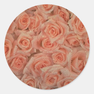 Redonda Pegatina de rosas rosadas