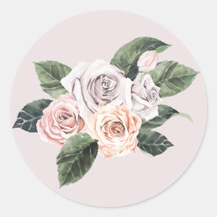 Redonda Pegatina de rosas rosadas de primavera