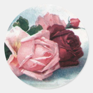 Redonda Pegatina de rosas vintage