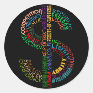 Redonda Pegatina de Rótulo en dólares