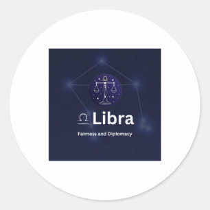Redonda Pegatina de Rótulo Libra Zodiac