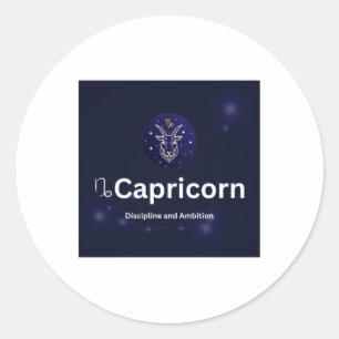 Redonda Pegatina de Rótulo Zodiac de Capricornio