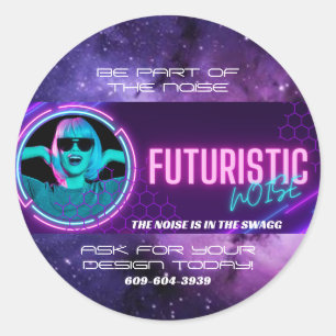 Redonda Pegatina de RUIDO futurista