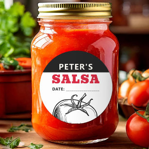 Redonda Pegatina de Salsa de Tomate con diseño moderno