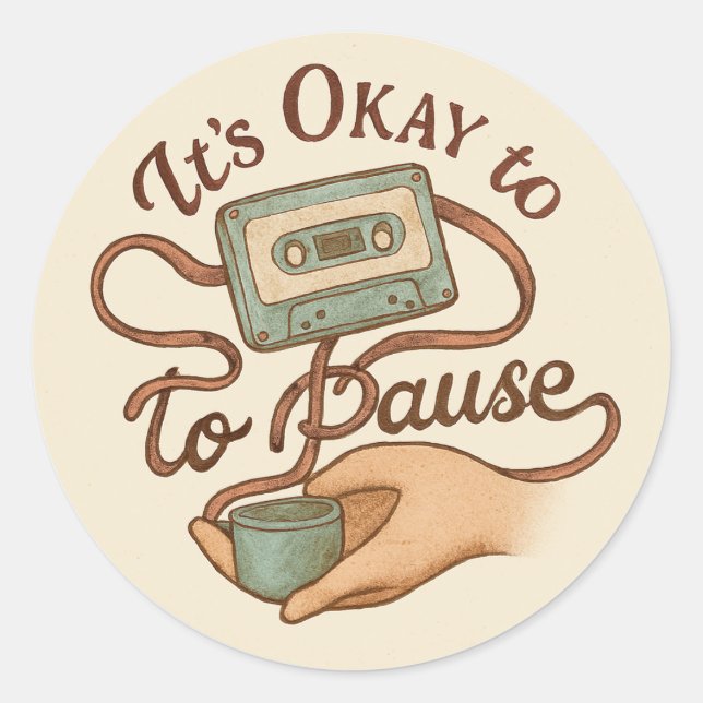 Redonda Pegatina de Salud Mental de Cinta Retro (Anverso)