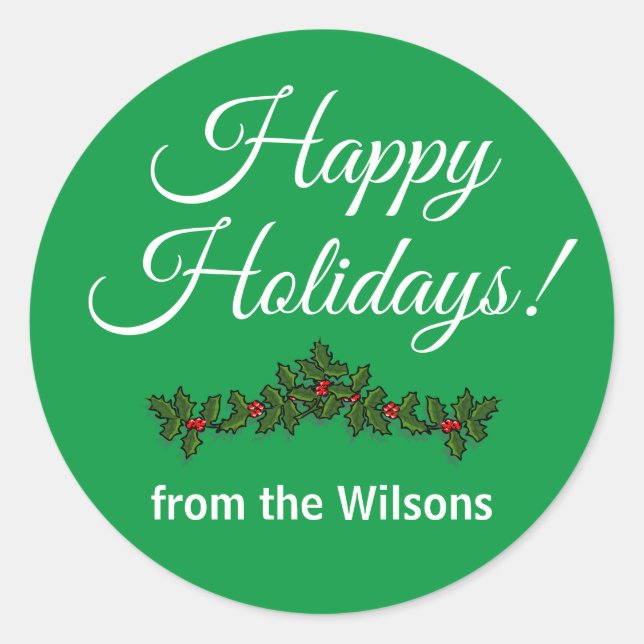 Redonda Pegatina de saludos de Navidad (Anverso)