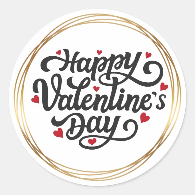 Redonda Pegatina de San Valentín (Anverso)