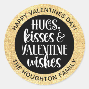 Redonda Pegatina de San Valentín de Oro Negro personalizad