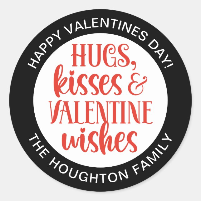 Redonda Pegatina de San Valentín rojo personalizado (Anverso)