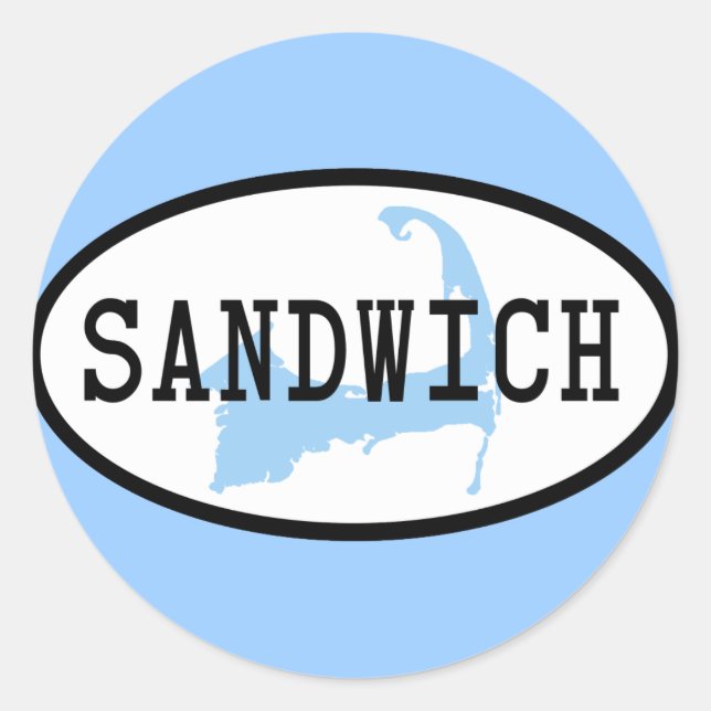 Redonda Pegatina de Sandwich, MA (Anverso)