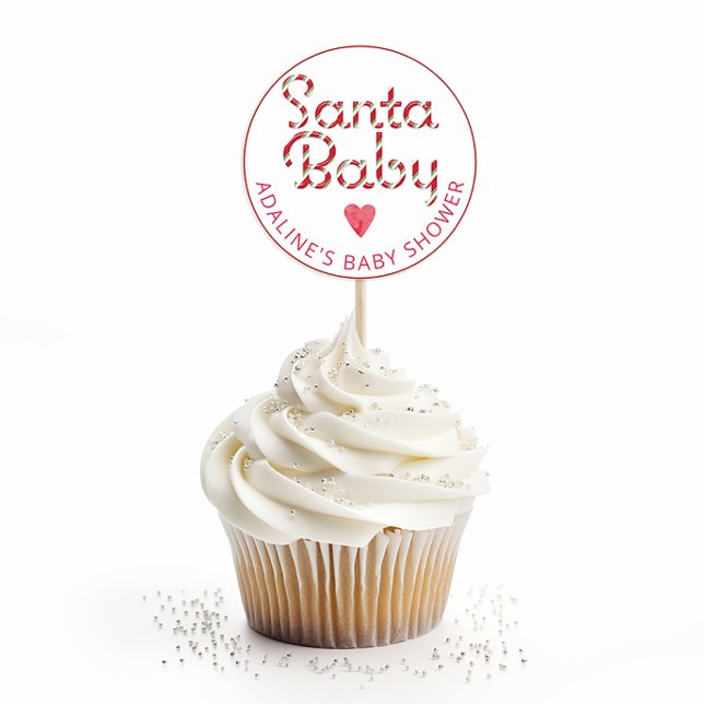 Redonda Pegatina de Santa Bebé para Fiesta de Cumpleaños d (Red Santa Baby Favor Sticker)