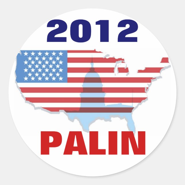 Redonda Pegatina de Sarah Palin 2012 (Anverso)