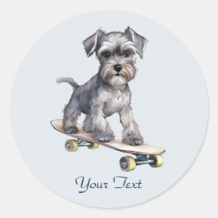 Redonda Pegatina de Schnauzer miniatura acuarela