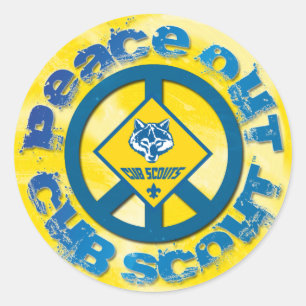 Redonda Pegatina De Scout De Peace Out Cub