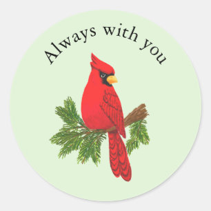 Redonda Pegatina de scrapbooking, cardenal rojo
