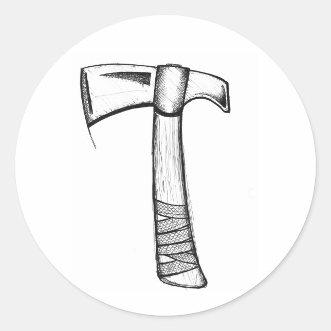 Redonda Pegatina de Scribble Tomahawk (Anverso)