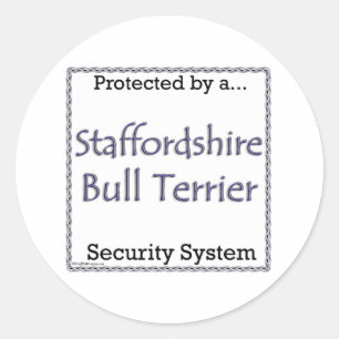 Redonda Pegatina de Seguridad de Staffordshire Bull Terrie