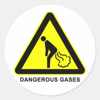 Redonda Pegatina de señalización de advertencia de gases p
