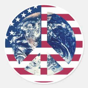 Redonda Pegatina de señas de Peace USA