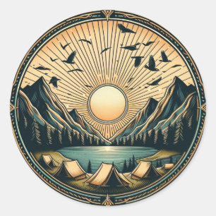 Redonda Pegatina de senderismo al aire libre
