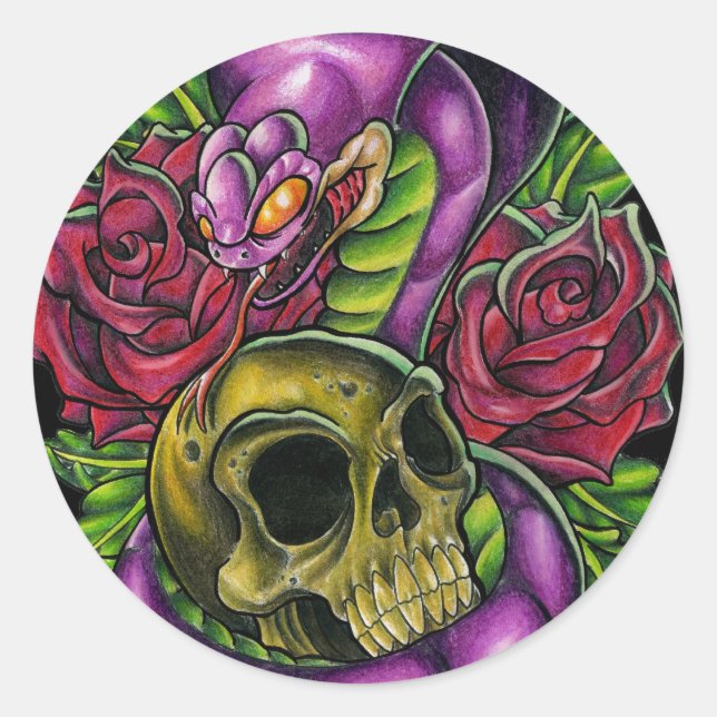 Redonda pegatina de serpientes (Anverso)