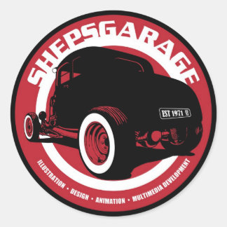 Redonda Pegatina de Shepsgarage