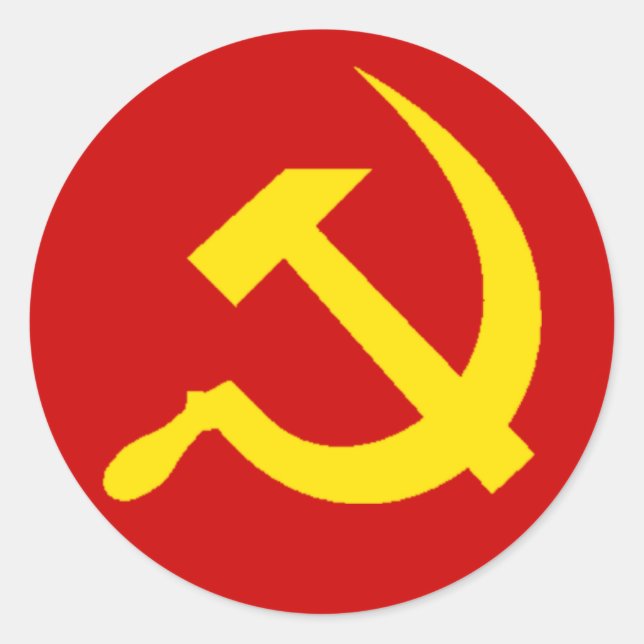 Redonda Pegatina de Sickle y Hammer (Anverso)