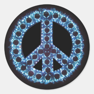 Redonda pegatina de signo de paz azul