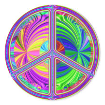 Pegatina de signo de paz (trippy-hippie)