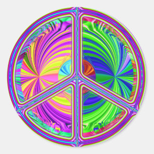 Redonda Pegatina de signo de paz (trippy-hippie)