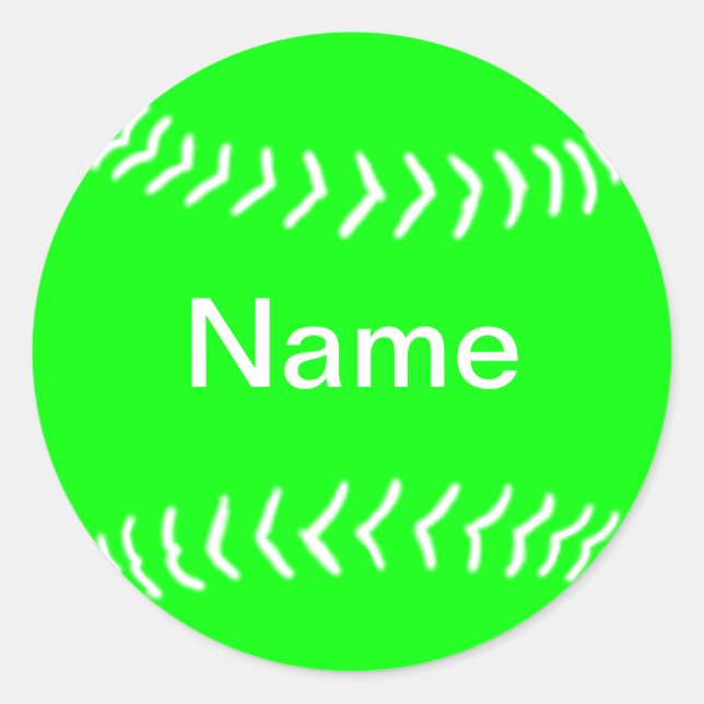 Redonda Pegatina de Silhouette de Softbol Green (Anverso)
