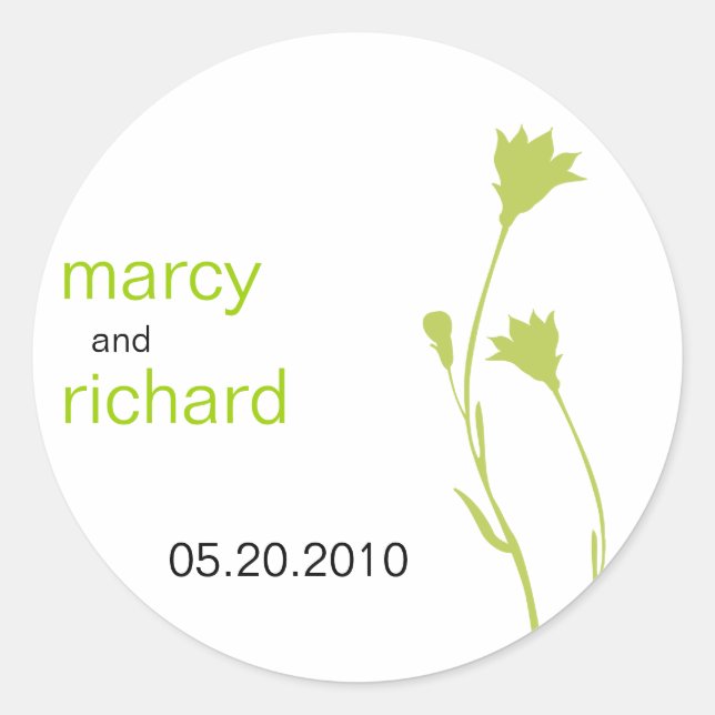 Redonda Pegatina de silueta floral (Anverso)