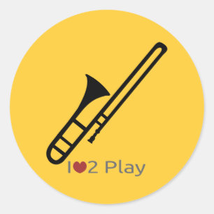 Redonda Pegatina de silueta trombónica