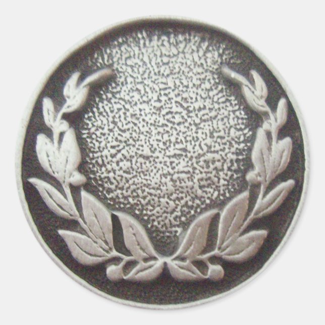 Redonda Pegatina de Silver Laurel Wreath (Anverso)