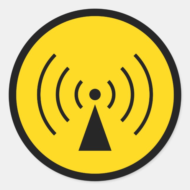 Redonda pegatina de símbolo de advertencia de rf (Anverso)