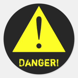 Redonda Pegatina de símbolo de advertencia negro y amarill