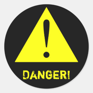 Redonda Pegatina de símbolo de advertencia negro y amarill